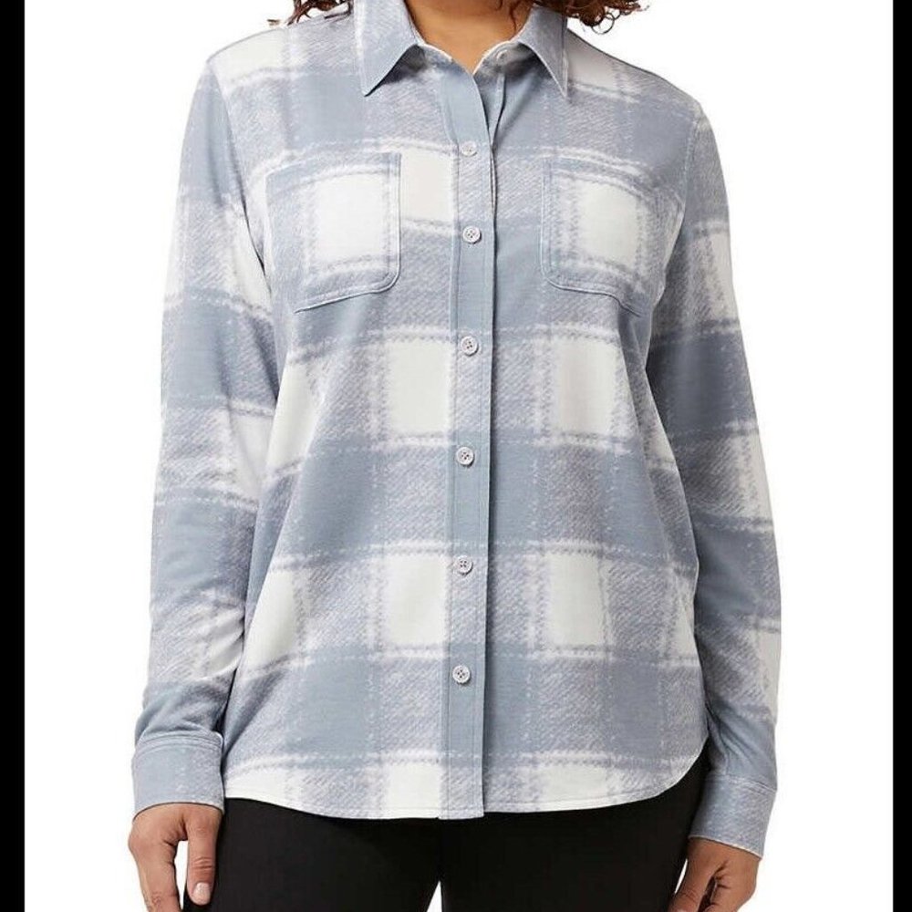 NWT 32 Degrees Women's Cozy Knit Button Up Long Sleeve Gray Size M $70 Z994